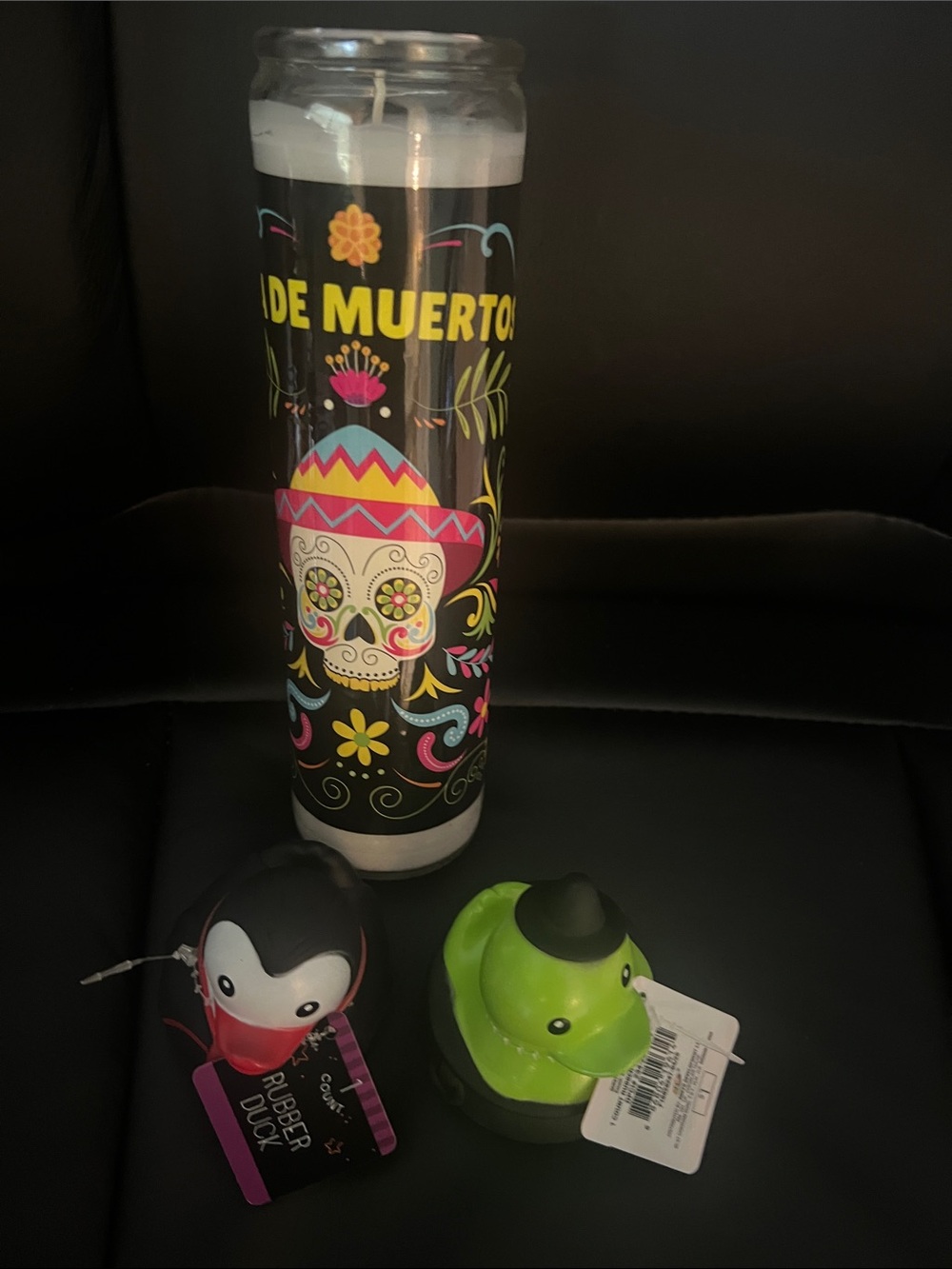 #3102*Halloween Day of the Dead Decorative Candle - Multicolor & Bubble Ducks
